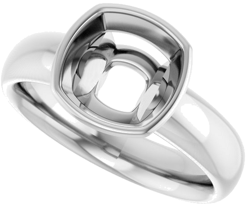 Sužadėtuvių Žiedas „Bezel-Set Solitaire“ 10k white gold Cushion 8mm (5)