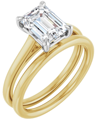 Sužadėtuvių Žiedas „Claw-Pong“ 14k yellow/white gold Emerald 8mm x 6mm (6)