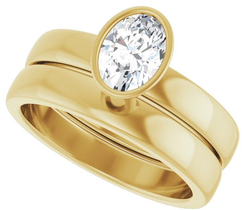 Sužadėtuvių Žiedas „Bezel-Set Solitaire“ 14k yellow gold Oval 7mm x 5mm (10)