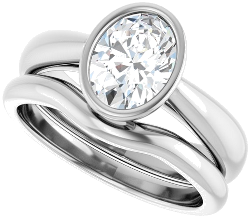 Sužadėtuvių Žiedas „Bezel-Set Solitaire“ 14k white gold Oval 8mm x 6mm (10)