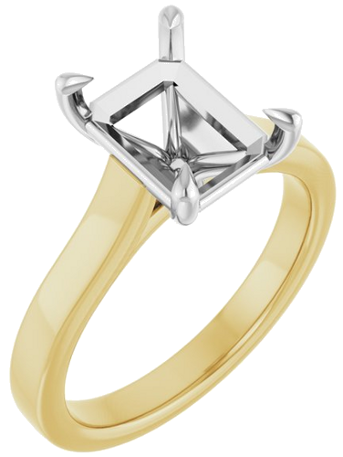 Sužadėtuvių Žiedas „Claw-Prong“ 14k yellow/white gold Emerald 9mm x 7mm (1)