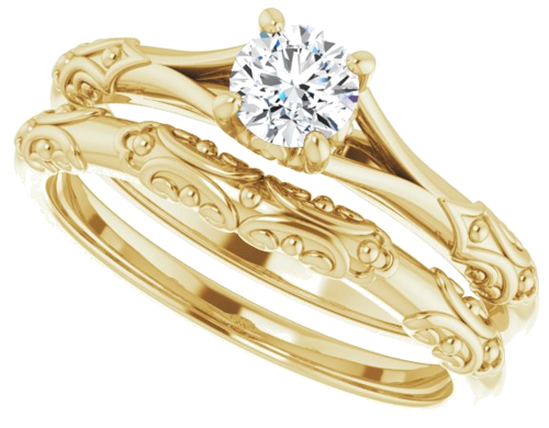 Sužadėtuvių Žiedas „Solitaire Sculptural“ 10k yellow gold Round 4.4mm (10)