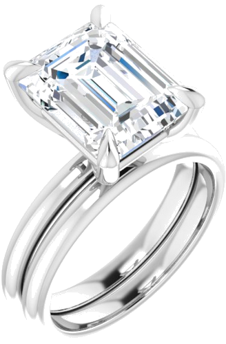 14K White  11x9 mm Emerald Solitaire Engagement Ring Mounting (6)