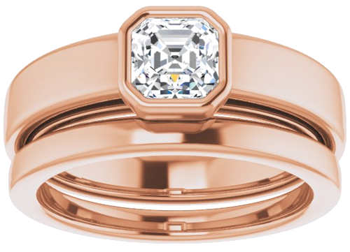 Sužadėtuvių Žiedas „Bezel-Set Solitaire“ 585 Rožinis Aukso Asscher 5mm (8)