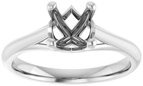 14K White 6 mm Cushion Solitaire Engagement Ring Mounting (3)