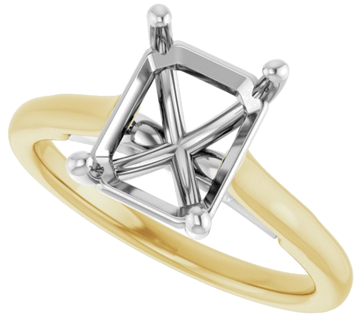 Sužadėtuvių Žiedas „Solitaire“ 585 Baltojo Ir Geltonojo Aukso Emerald 9mm x 7mm (5)