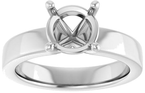 14K White 8 mm Round Solitaire Engagement Ring Mounting (3)