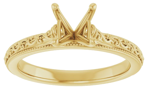 Sužadėtuvių Žiedas „Solitaire Sculptural“ 14k yellow gold Cushion 6mm (3)