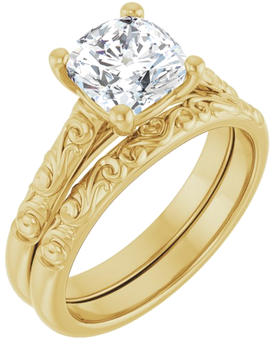 Sužadėtuvių Žiedas „Solitaire“ 14k yellow gold Cushion 7mm (6)