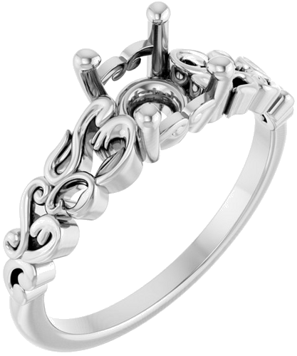 Sužadėtuvių Žiedas „Solitaire Sculptural“ 14k white gold Round 6.5mm (1)