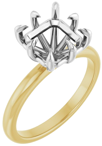 Sužadėtuvių Žiedas „Claw-Prong“ 18k yellow/white gold Asscher 8mm (1)