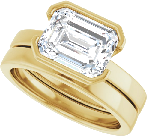 Sužadėtuvių Žiedas „Half-Bezel Solitaire“ 14k yellow gold Emerald 9mm x 7mm (10)