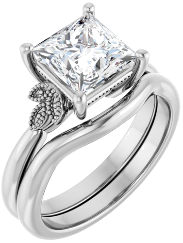 Sužadėtuvių Žiedas „Solitaire“ 14k white gold Square 7mm (6)