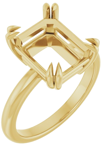 Sužadėtuvių Žiedas „Double Claw-Prong Solitaire“ 14k yellow gold Emerald 11mm x 9mm (1)