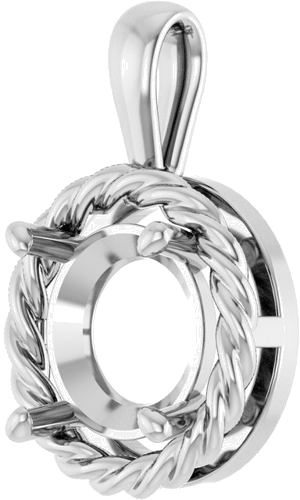 Pakabukas „Rope Solitaire Charm“ 14k white gold Round 9mm (2)