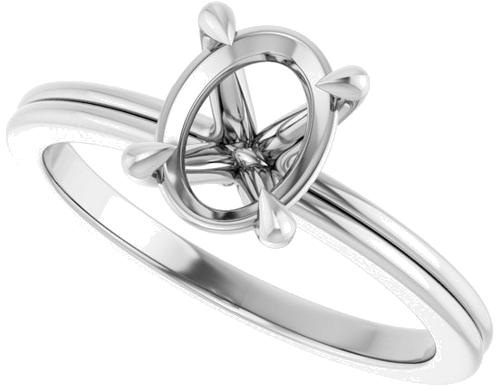 Sužadėtuvių Žiedas „Claw-Prong Solitaire“ 14k white gold Oval 8mm x 6mm (5)