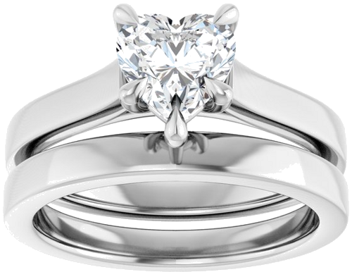 Sužadėtuvių Žiedas „Claw-Prong“ 14k white gold Heart 6.5mm (8)