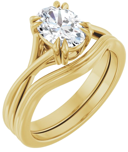 10K Yellow 8x6 mm Oval Solitaire Engagement Ring Mounting (6)