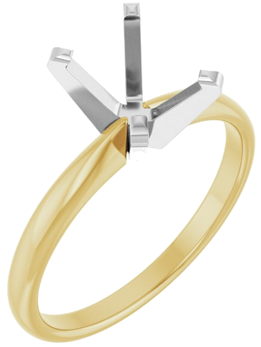 14K Yellow White 9 x 7 mm Oval Solitaire Engagement Ring Mounting (1)