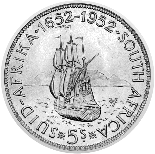 5 шиллингов 1952 Южная Африка серебряная монета (1)