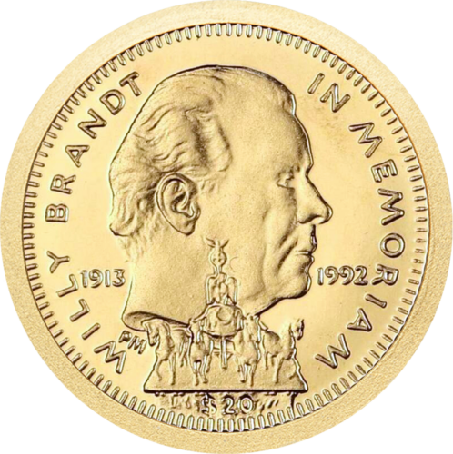 1992 Liberijos respublika 20 dolerių moneta Viliui Brandtui (1)