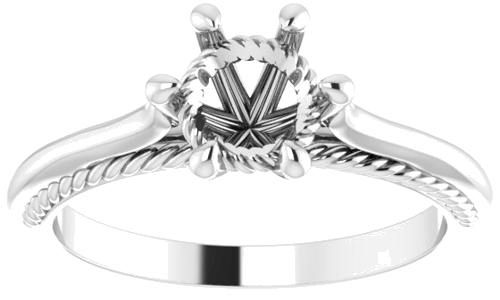 Sužadėtuvių Žiedas „Solitaire“ 585 Baltojo Aukso Round 6.5mm (3)