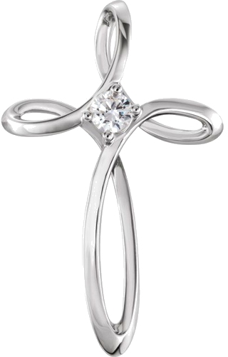 14K White 1-Stone Family Cross Slide Pendant Mounting (4)