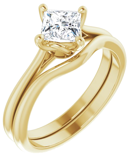 Sužadėtuvių Žiedas „Solitaire“ 14k yellow gold Square 5mm (6)
