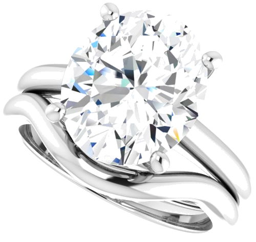 Sužadėtuvių Žiedas „V-End Prong“ 14k white gold Oval 12mm x 10mm (10)