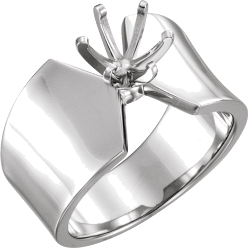 14K White 6.5 mm Round Engagement Ring Mounting (1)