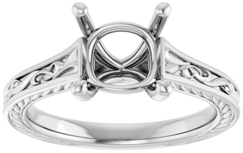 Sužadėtuvių Žiedas „Solitaire Scroll“ 14k white gold Square 6.5mm (3)