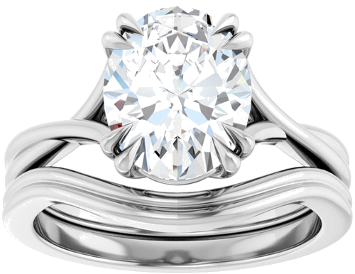 Sužadėtuvių Žiedas „Double Claw-Prong Solitaire Criss-Cross“ 14k white gold Oval 10mm x 8mm (8)