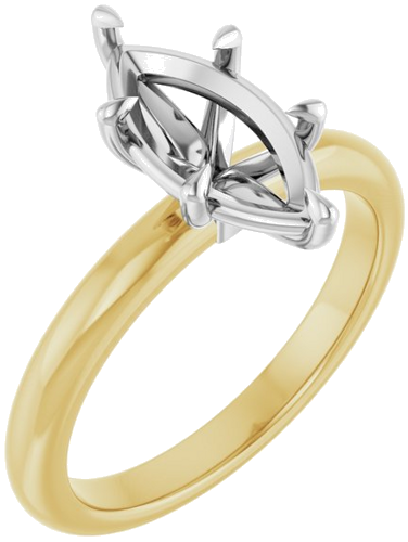 14K Yellow White 12x6 mm Marquise Solitaire Engagement Ring Mounting (1)