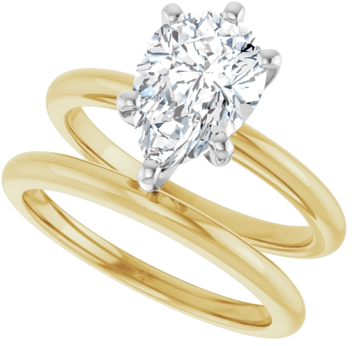 14K Yellow   White  10x7 mm Pear Solitaire Engagement Ring Mounting (10)