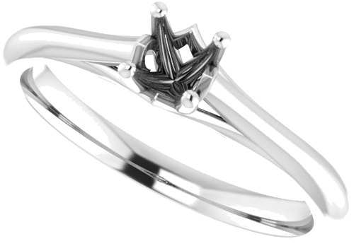 Sužadėtuvių Žiedas „Solitaire“ 585 Baltojo Aukso Round 4.1mm (5)