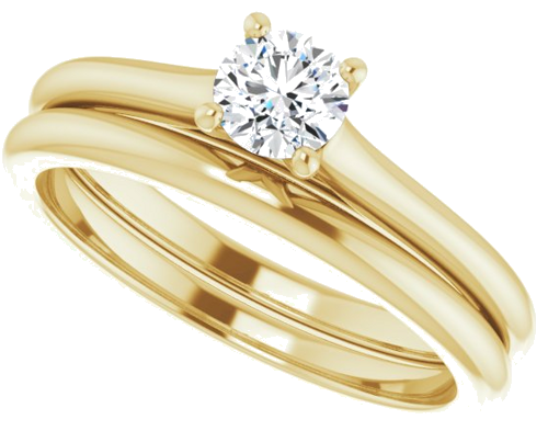 Sužadėtuvių Žiedas „Solitaire“ 585 Geltonojo Aukso Round 4.4mm (10)