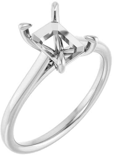 10K White  8x6 mm Emerald Solitaire Engagement Ring Mounting (1)