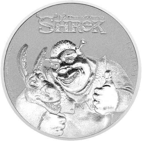 1 oz Šrekas ir asiliukas 2021 Niuje sidabrinė moneta (1)