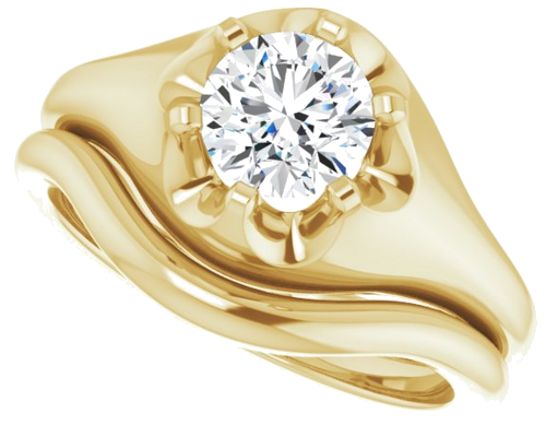 Sužadėtuvių Žiedas „Solitaire Belcher“ 14k yellow gold Round 6mm (10)