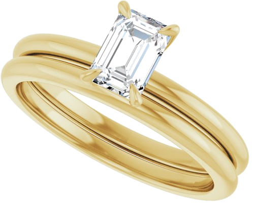 10K Yellow  6x4 mm Emerald Solitaire Engagement Ring Mounting (10)