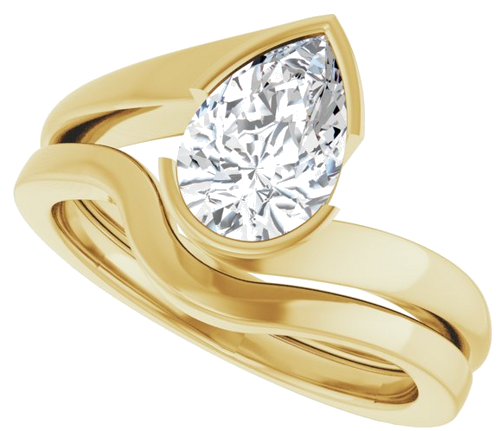Sužadėtuvių Žiedas „Half-Bezel Solitaire“ 14k yellow gold Pear 9mm x 6mm (10)