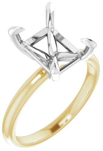 14K Yellow White 10 x 8 mm Emerald Engagement Ring Mounting (1)