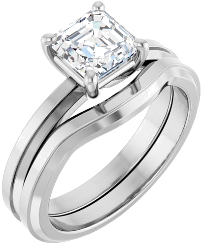 Sužadėtuvių Žiedas „Solitaire“ 14k white gold Asscher 6mm (6)