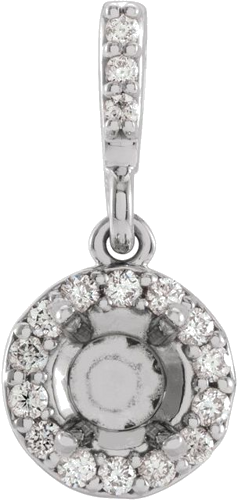 14K White 4.5 mm Round .07 CTW Natural Diamond Semi-Set Pendant (1)