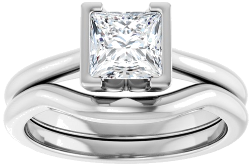 Sužadėtuvių Žiedas „Half-Bezel Solitaire“ 14k white gold Square 5.5mm (8)