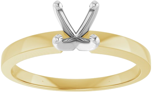 14K Yellow   White 5.4-5.7 mm Round 4-Prong Solitaire Ring Mounting (3)