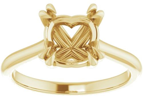 14K Yellow 8 mm Cushion Solitaire Engagement Ring Mounting (3)