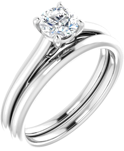 14K White  5.2 mm Round Solitaire Engagement Ring Mounting (6)