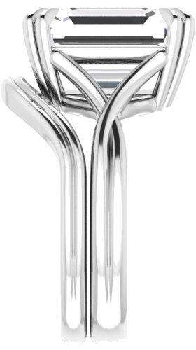 Sužadėtuvių Žiedas „Double Claw-Prong Solitaire Criss-Cross“ 10k white gold Emerald 12mm x 10mm (9)