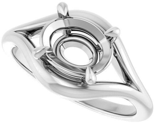 Sužadėtuvių Žiedas „Claw-Prong Solitaire“ 14k white gold Oval 9mm x 7mm (5)